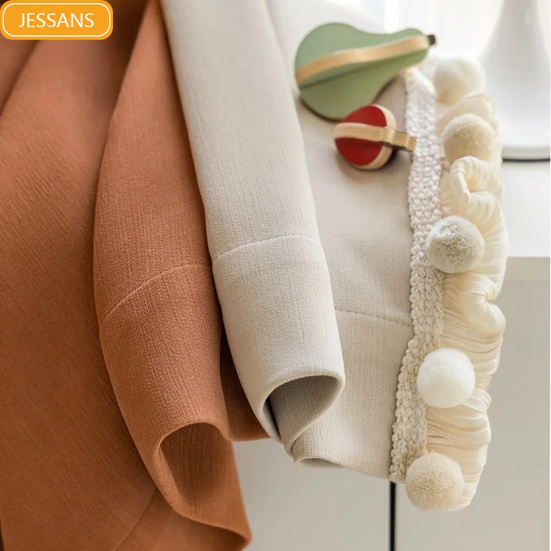 Chenier Cream Velvet Patchwork Lace Blackout Curtains for Living Room Bedroom Partition Curtains Customized Finished Products