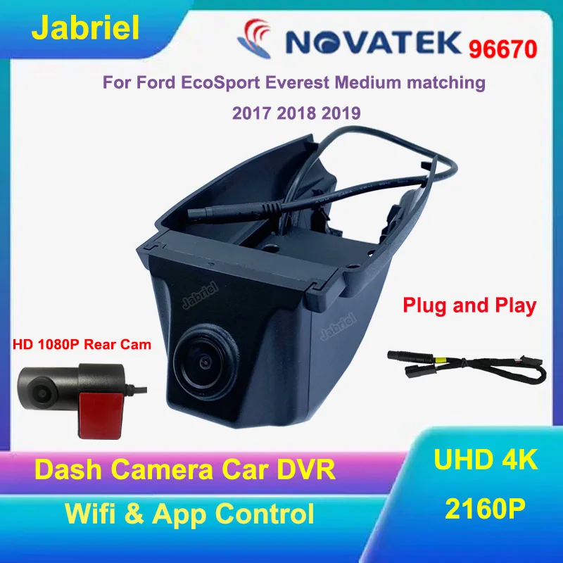 Camera For Ford EcoSport Everest Medium matching 2017 2018 2019 UHD 4K 2160P WIFI Car Dvr Dash Driving Recorder Plug and Play