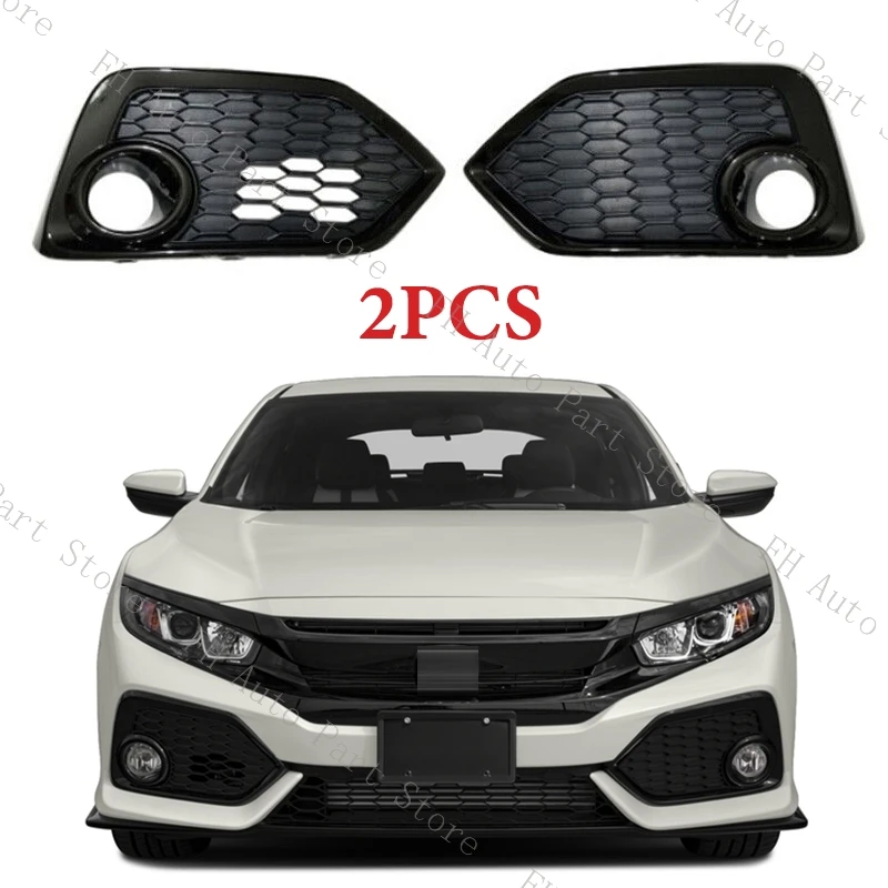 

2PCS For Honda Civic Hatchback 2017 2018 2019 Front Bumper Fog Lamp Light Trim Frame Shell Cover Lid Bezel 71108-TGG-A20