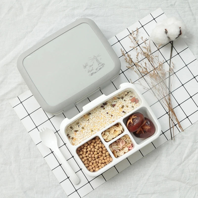 Lunch Bento Box 5 Portioned Compartments with Lid for Kids Adults Student Office Worker Use Home Storage Drop shipping