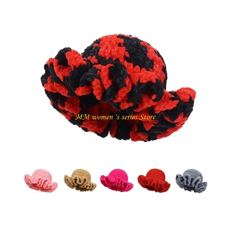 

Q39C Girls Oversized Hat Handwoven Hat Handwoven Flouncing for Vacations Photo Props