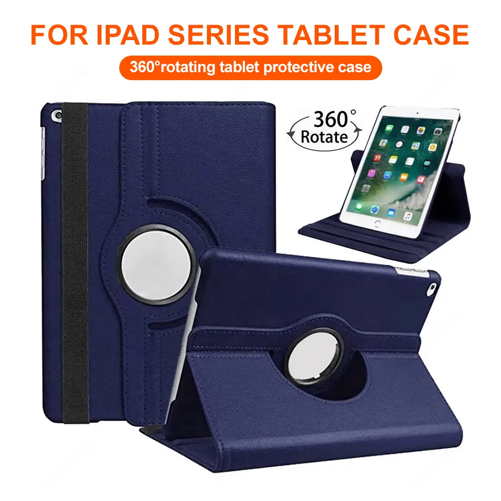 Lychee-Pattern Rotating Flat-Panel Protective Case for Apple iPad Pro 12.9 2021 Air 13 2025  Mini 6 for iPad 11th 2025 10.9 inch