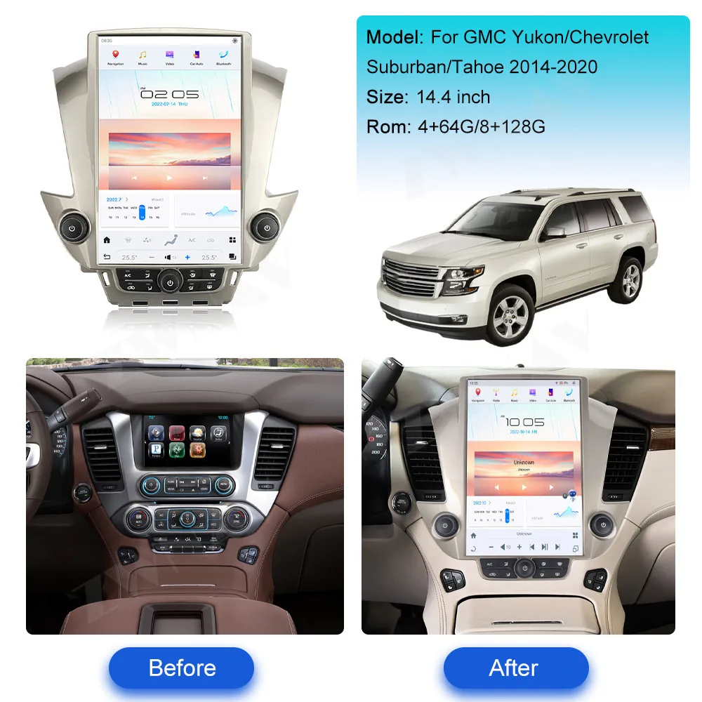 14.4 Inch Qualcomm Android 11 For GMC Yukon/Chevrolet Suburban/Tahoe 2014 - 2020 Car Radio Navigation Multimedia Player Carplay