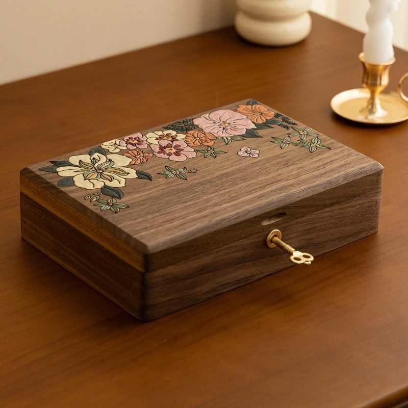 Walnut Wood Jewelry Box Women Necklace Earrings Organizer Boxes Jewellery Storage Display Case Luxury Wedding Birthday Gift Box