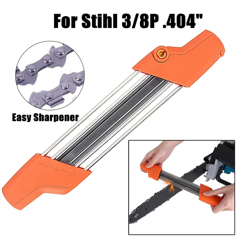 F50 2 IN 1 Easy Chainsaw File Chain Sharpener Whetstone Kits 4mm / 4.8mm Saw Teeth Set