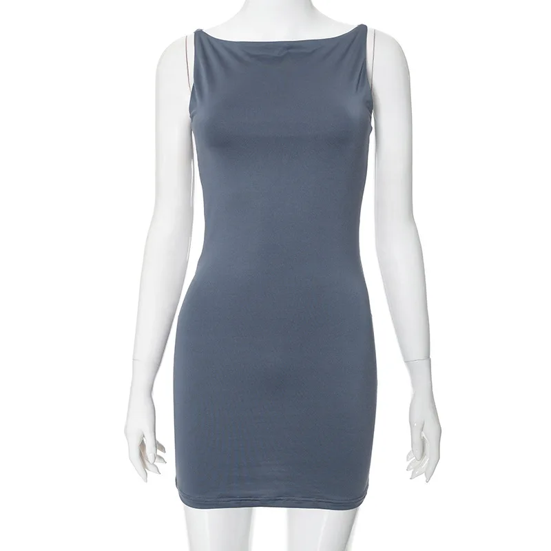 Dress Women Elegant Short Dresses Beautiful Evening Party Dress Solid Color  Simple Sleeveless Vest Tight-fitting Dress - AliExpress 200000345