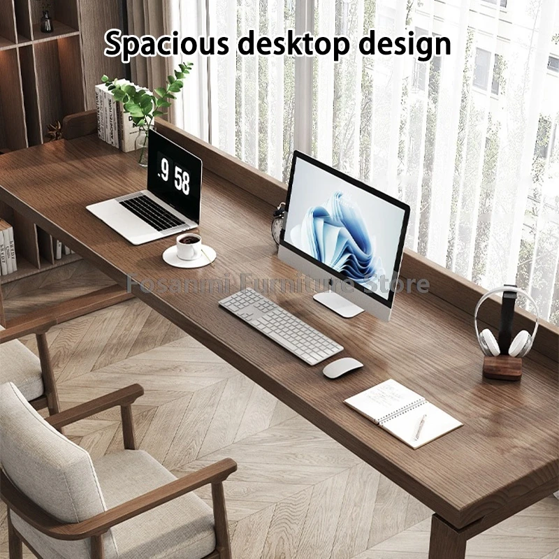 Rustic Walnut Solid Wood Table Chair Set Work Study Gaming Computer Desk and Chairs Simple Home Office Furniture Desk with Chair
