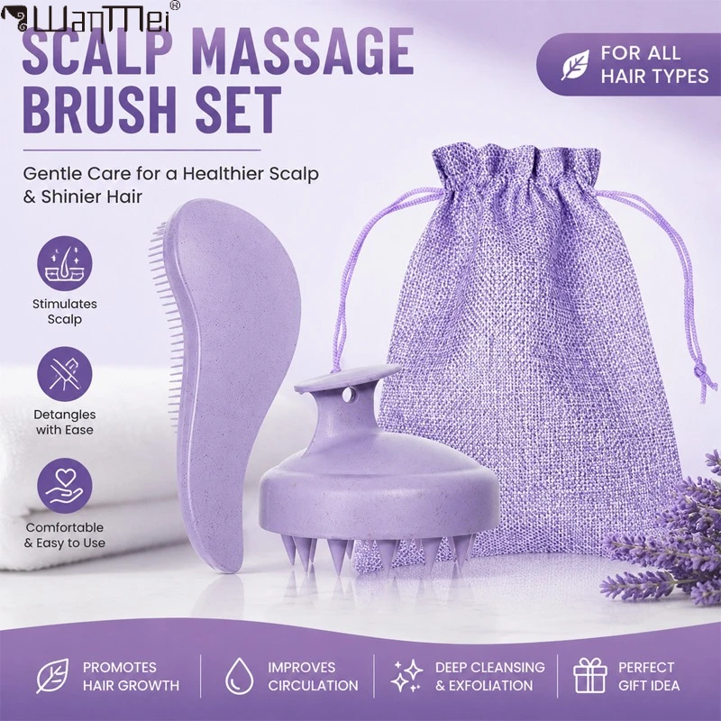 Hair Care Kit - Wheat Straw Scalp Massage Brush Set