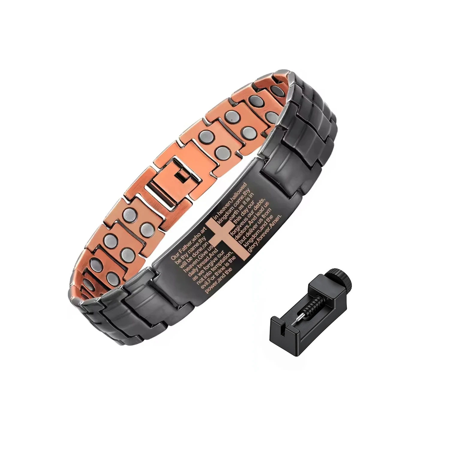 Men's Magnetic Bracelet, Double Row Strong Magnetic Cross Bracelet, Men's Husband and Father Christmas Gift