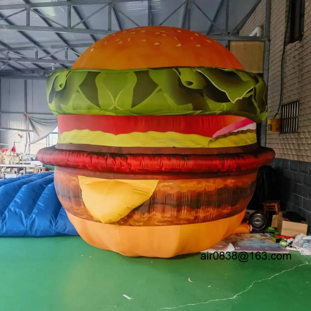 Hamburger gonflable géant extérieur personnalisé modèles alimentaires gonflables publicité hamburger porc chiens pour magasin de hamburgers AM214041