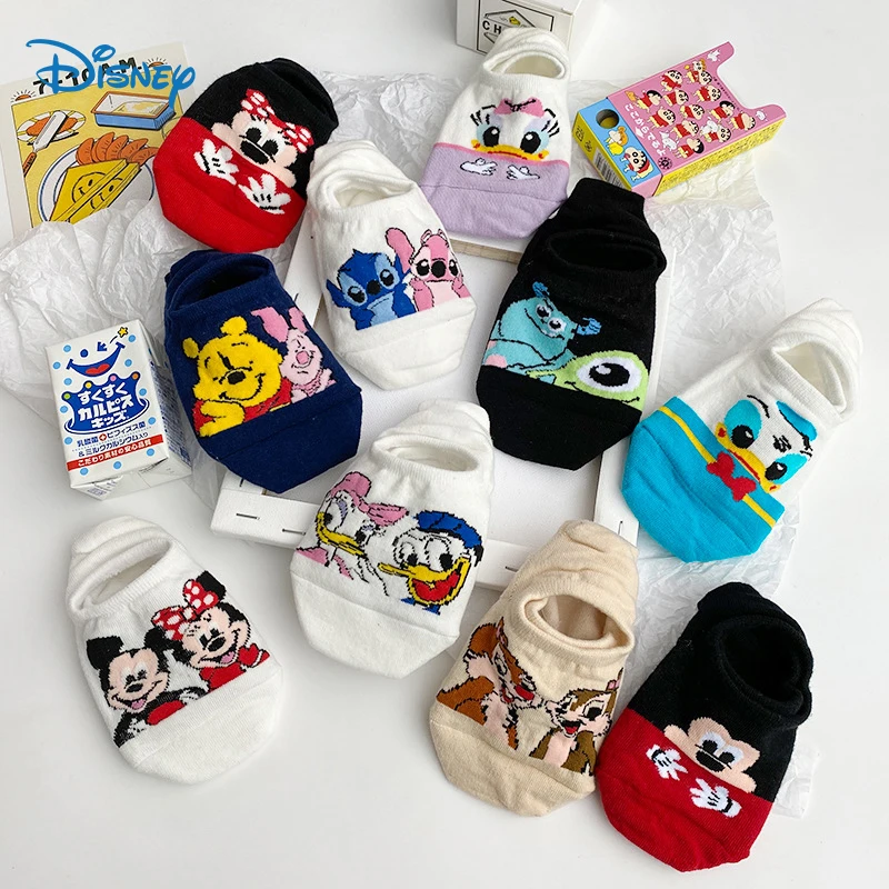 Disney Stitch Mickey Minnie Cute Summer Clothes Accessories Baby Girl Boat Socks Anime Cartoon Figure Children Short Sock Girls