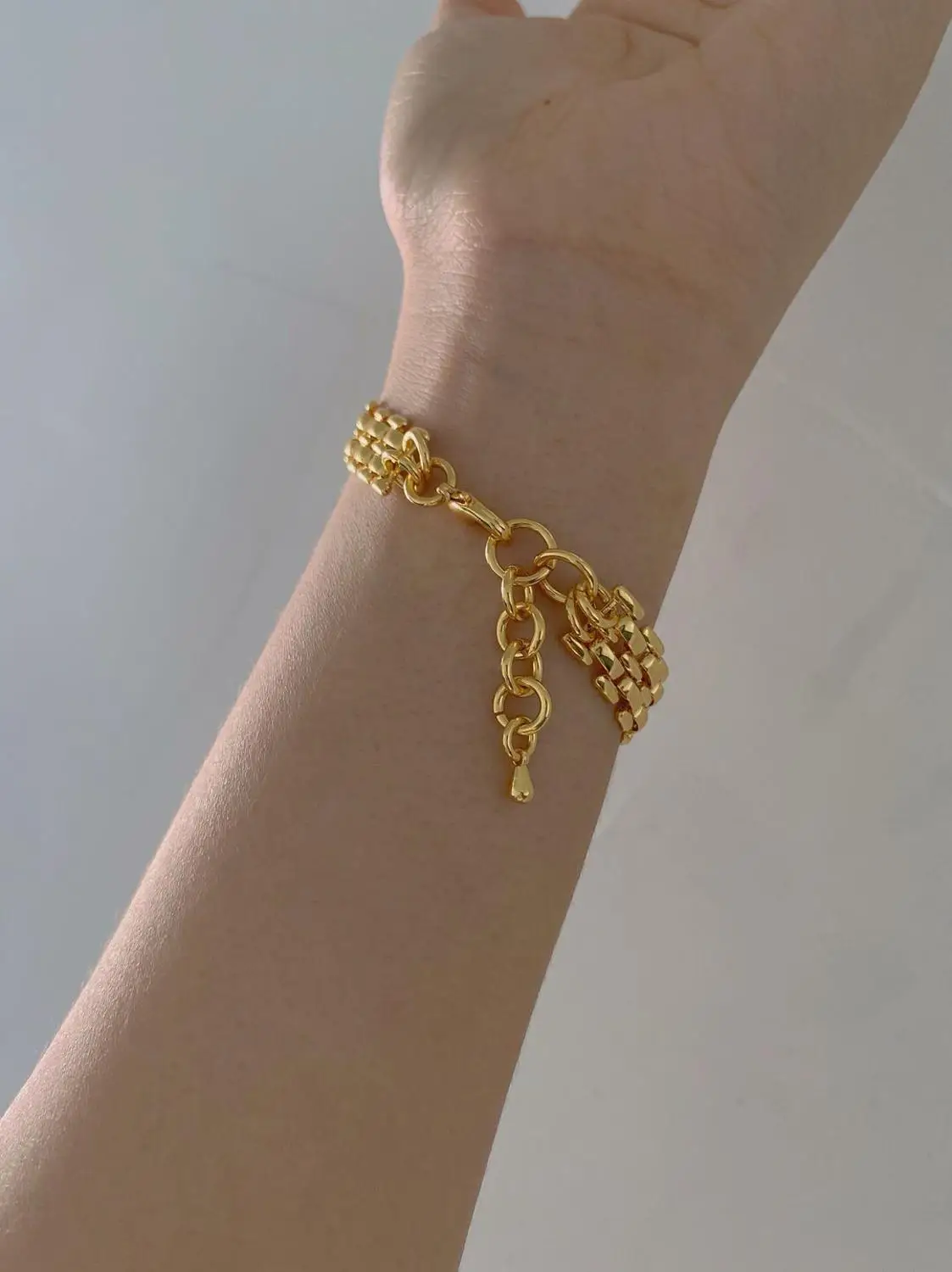 Brass With 18K Gold Pave Chunky Statement Bracelets Designer T Show Runway Gown Jewelry Rare INS Japan Korean