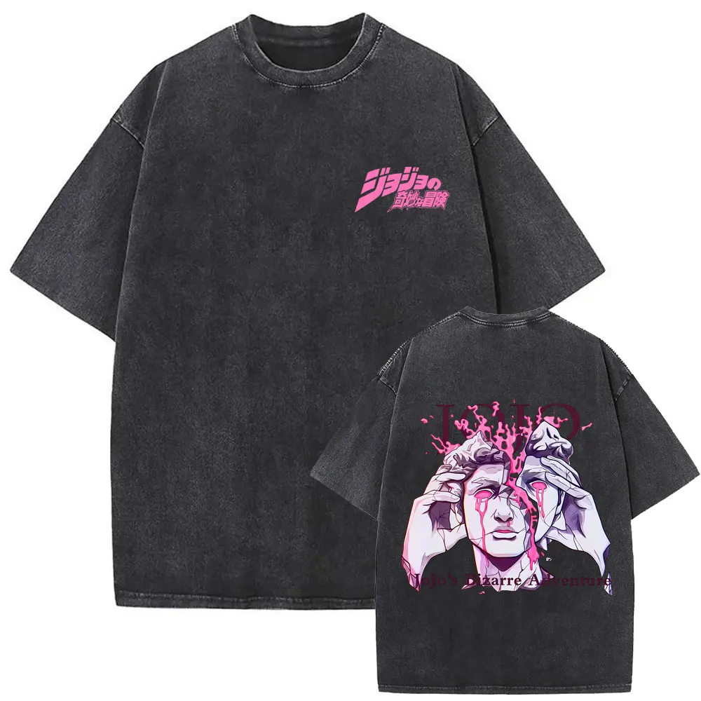 

Washed Vintage Anime Jojo's Bizarre Adventure Funny Graphic T-shirt Fans Gift Men Women Manga Fashion Retro T Shirt Streetwear