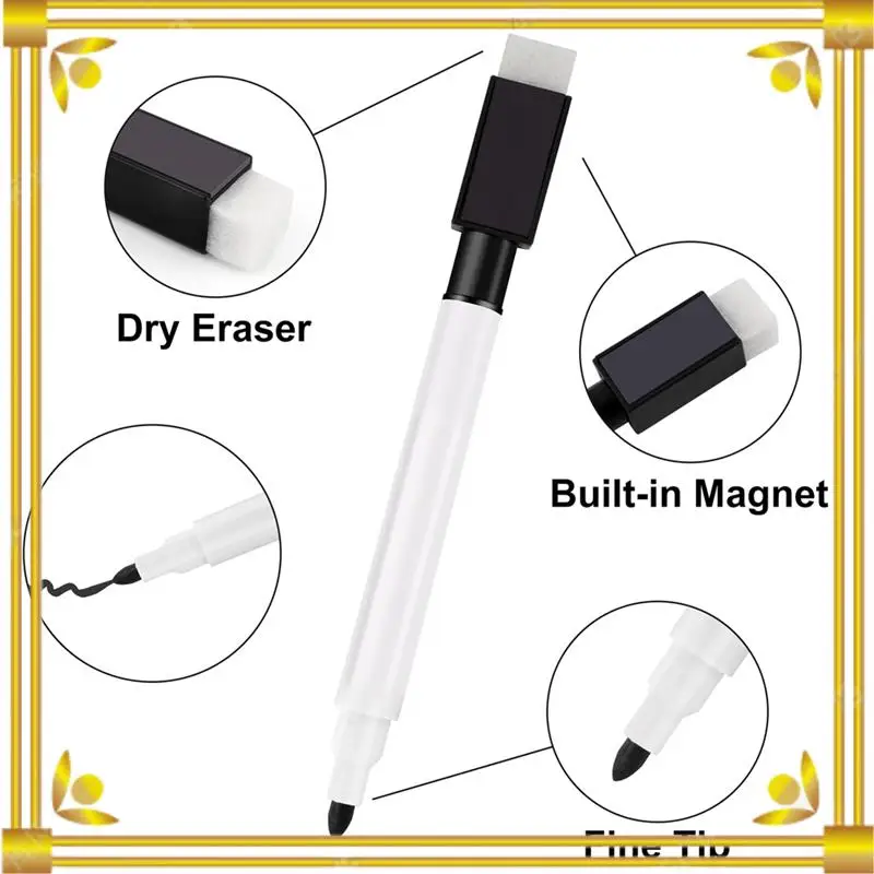 قلم سبورة بيضاء مغناطيسي قابل للمسح، 48 عبوة من علامات السبورة البيضاء مع غطاء ممحاة