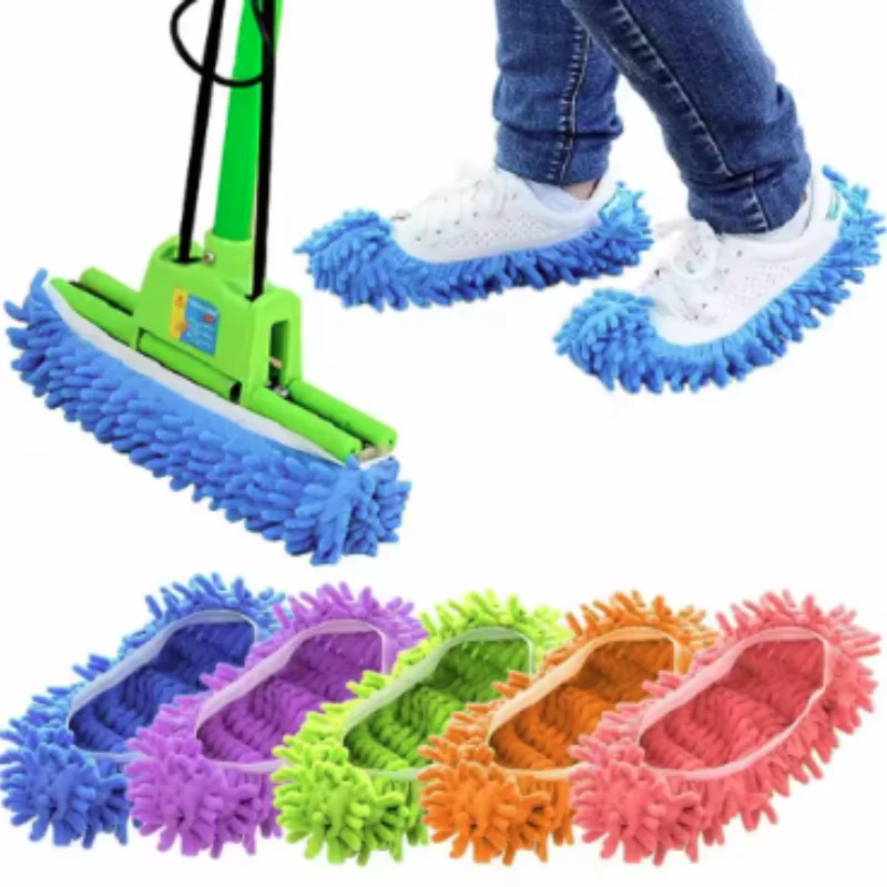 Chenille Dust Mop Slippers Home Floor Cleaning Mopping Shoes Water Uptake Foot Socks Mop Caps MultiFunction Cleaning Shoes