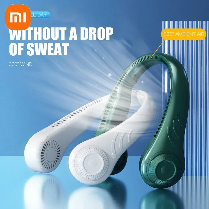 Xiaomi جديد معلقة الرقبة مروحة 360 درجة معلقة الرقبة مروحة المحمولة مروحة التبريد USB الخالية من الشفرة منفذ الهواء المحيطي قابلة للشحن