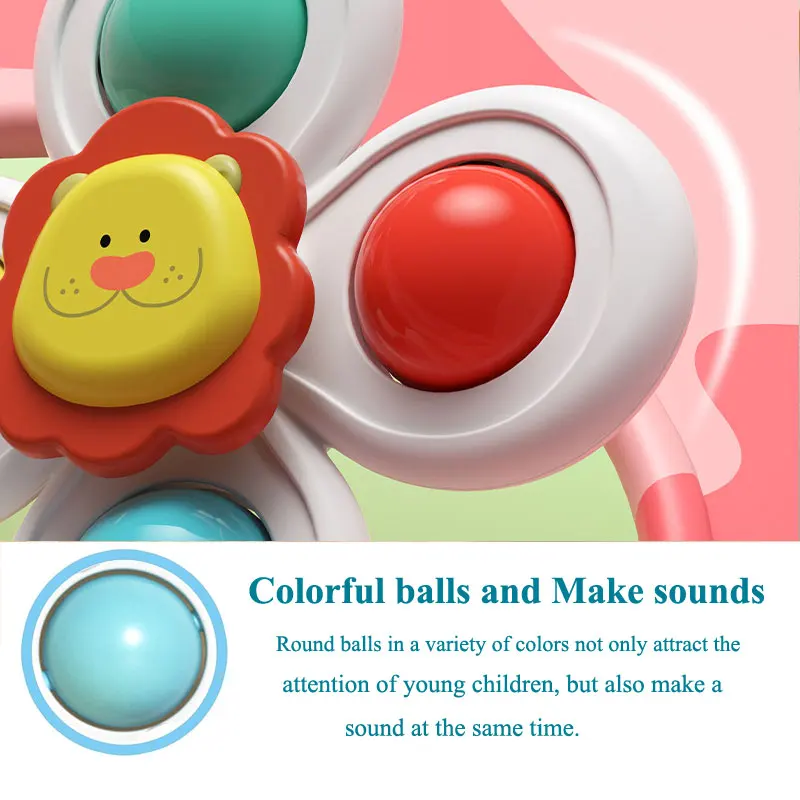 3PC Set Ventosa Spinning Cartoon Animal Spinner Giocattoli per bambini Finestra Seggiolone Vassoio Tavolo da bagno Viaggio per i bambini Regalo