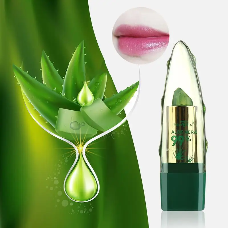 1Pc 99% Aloe Natural Moisturizer Lipstick Temperature Changed Color Lipbalm Magic Pink Protector Lip