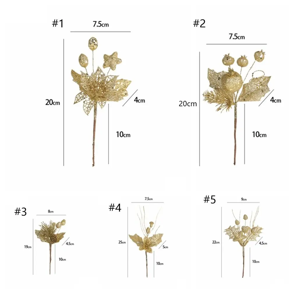 Gouden kunstmatige kerstbessentakken Plastic levensechte glitterbessentakken Handgemaakte DIY nepplant