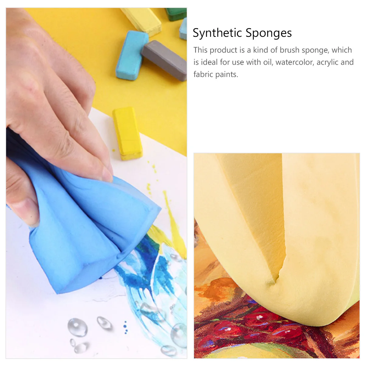 

2Pcs Oil Brush Sponges Synthetic Absorbent Art Sponge Craft Sponge for Painting Watercolor Acrylic Sponges for Painting