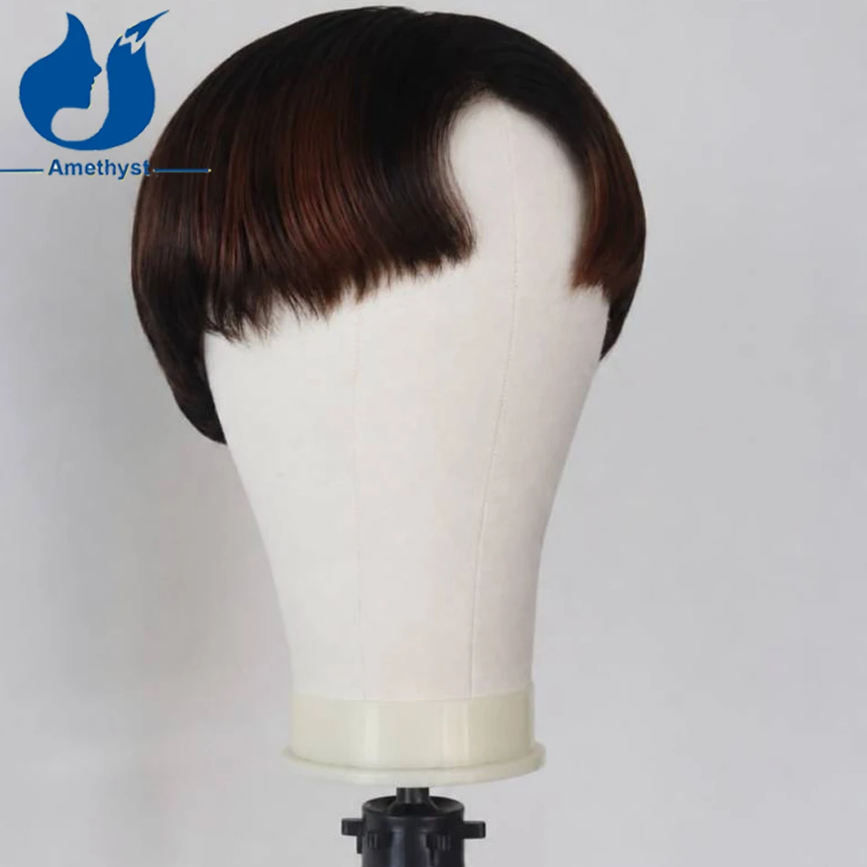 Amethyst Straight Brown Highlights Boy Cut Short Wig for Men 100% Human Hair Transparent 13x6 Lace Front Wig Pre Plucked