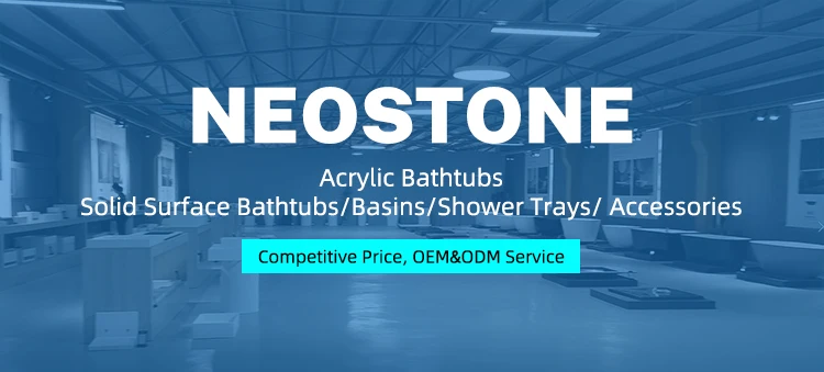 European Style Freestanding Soaking Bathtub Solid Surface Rectangle Design