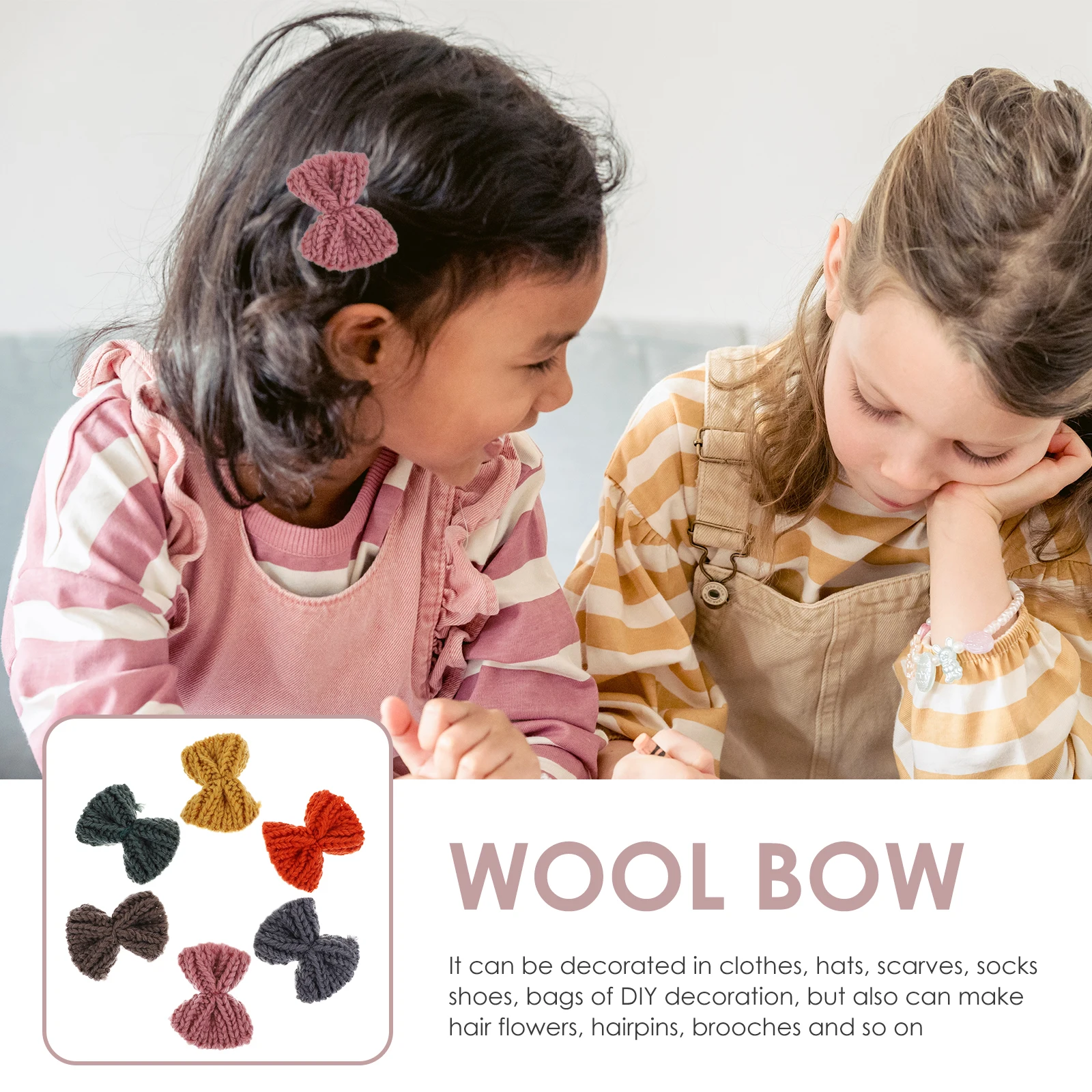

12 Pcs Decorative Bowknot Headwear Accessories Knitted Bows for Sewing Yarn Embellishment Clothing naments Baby