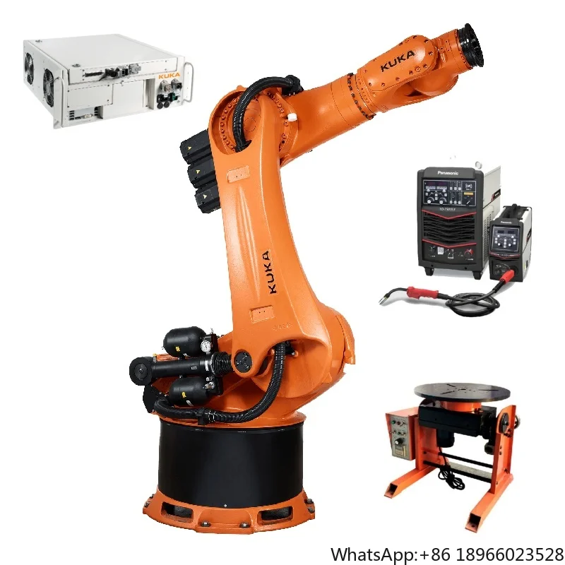 Automatic welding robotic arm KUKA KR500 R2830 6 axis with welder and positioner