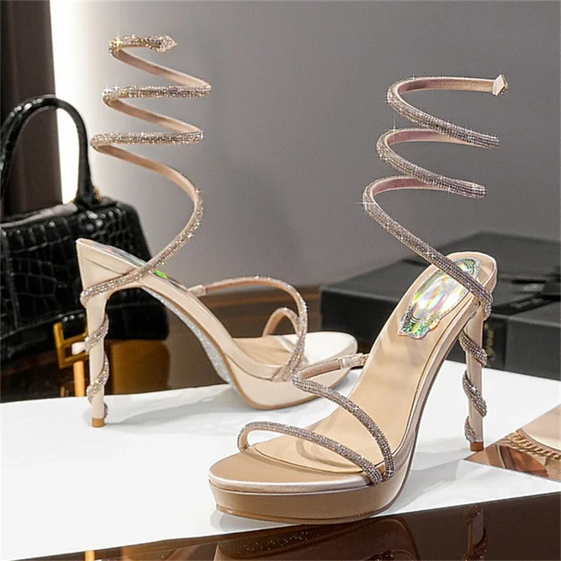 

Aneikeh Pointed Toe Animal Prints Bling Sandals Party Women Sexy Pumps Shoes Narrow Band 2025 NEW Summer Fashion Thin Heels Head