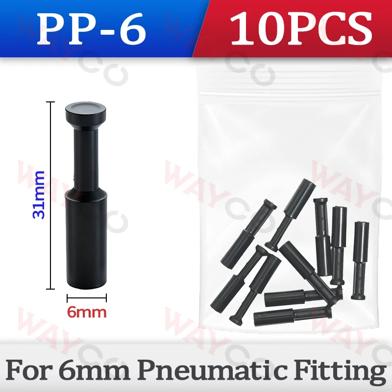 10 Stück pneumatische Steckverbinder, Schnellkupplung, Kunststoff-PPF-Rohrkappe, PP-Verschlussstopfen, 4 mm, 6 mm, 8 mm, 10 mm, Luftschlauch-Dichtungsverbinder