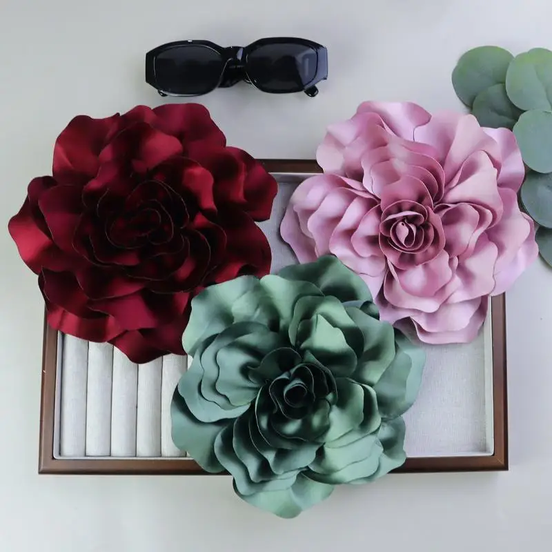 20CM New Personalized Exaggerated Satin Large Flower Brooch Colorful Fabric Rose Chest Flower Pin Versatile For Women