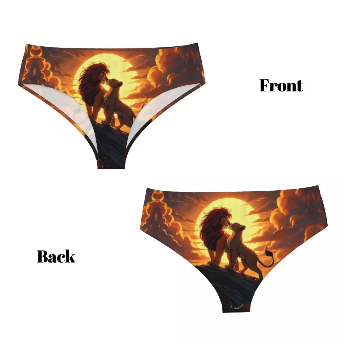 Ropa interior elástica transpirable personalizada de las películas de las bragas breves de la historieta del Rey León de las mujeres