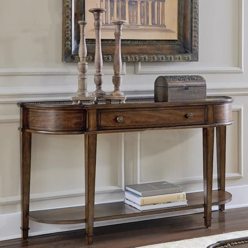 

American solid wood porch table foyer cabinet semicircular porch cabinet with drawers solid wood