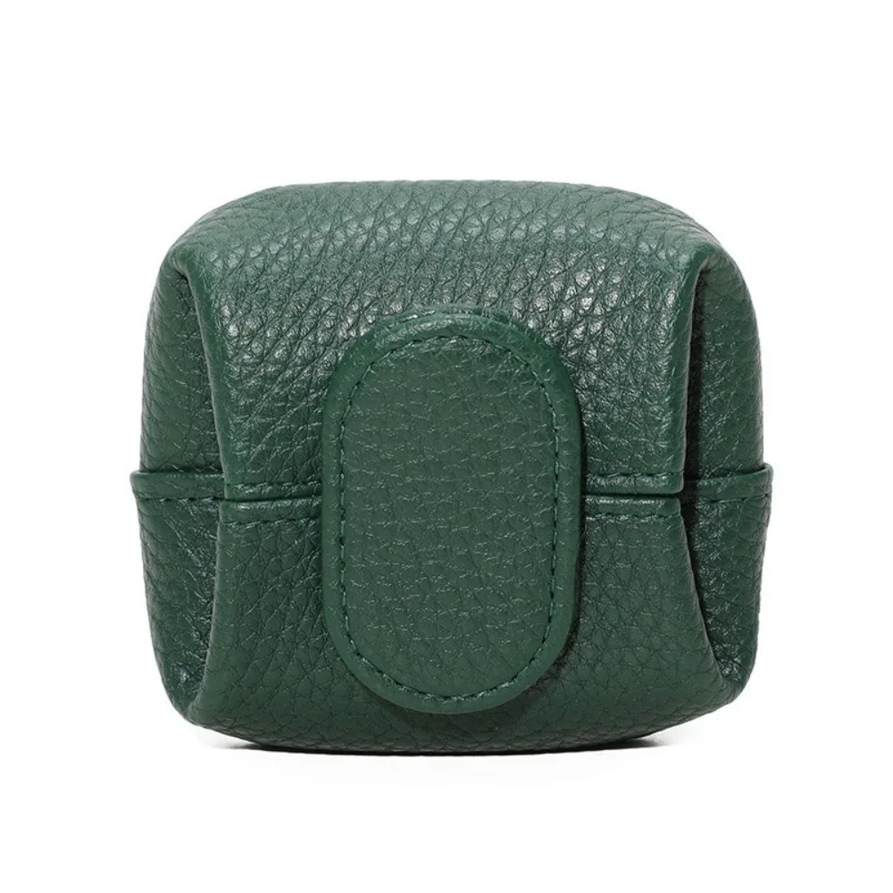 Carteira Pequena Multifuncional com Estampa de Lichia, Cor Sólida, Leve, com Botão de Pressão, para Moedas e Fones de Ouvido