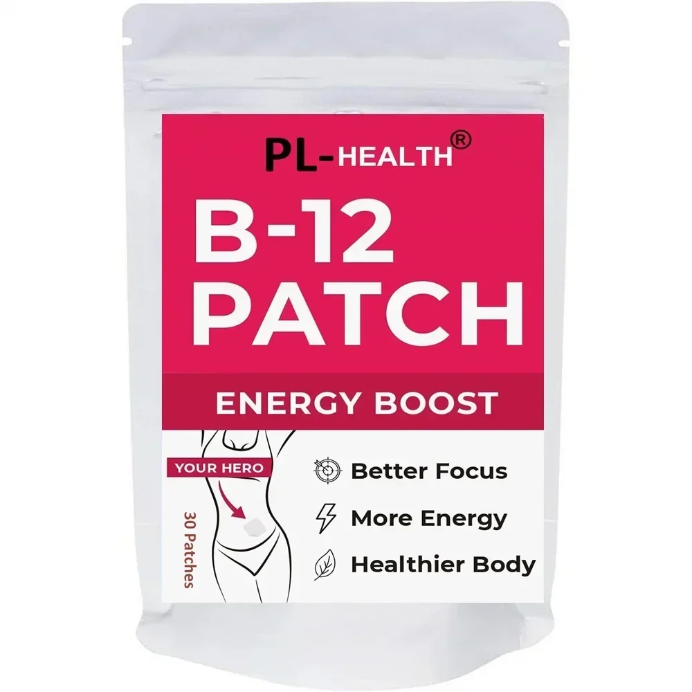 B12 Transdermal Patches  - 100% Natural Vitamin Patches for Women, Energy, Focus & Body Support,30 Patches One Month Supply