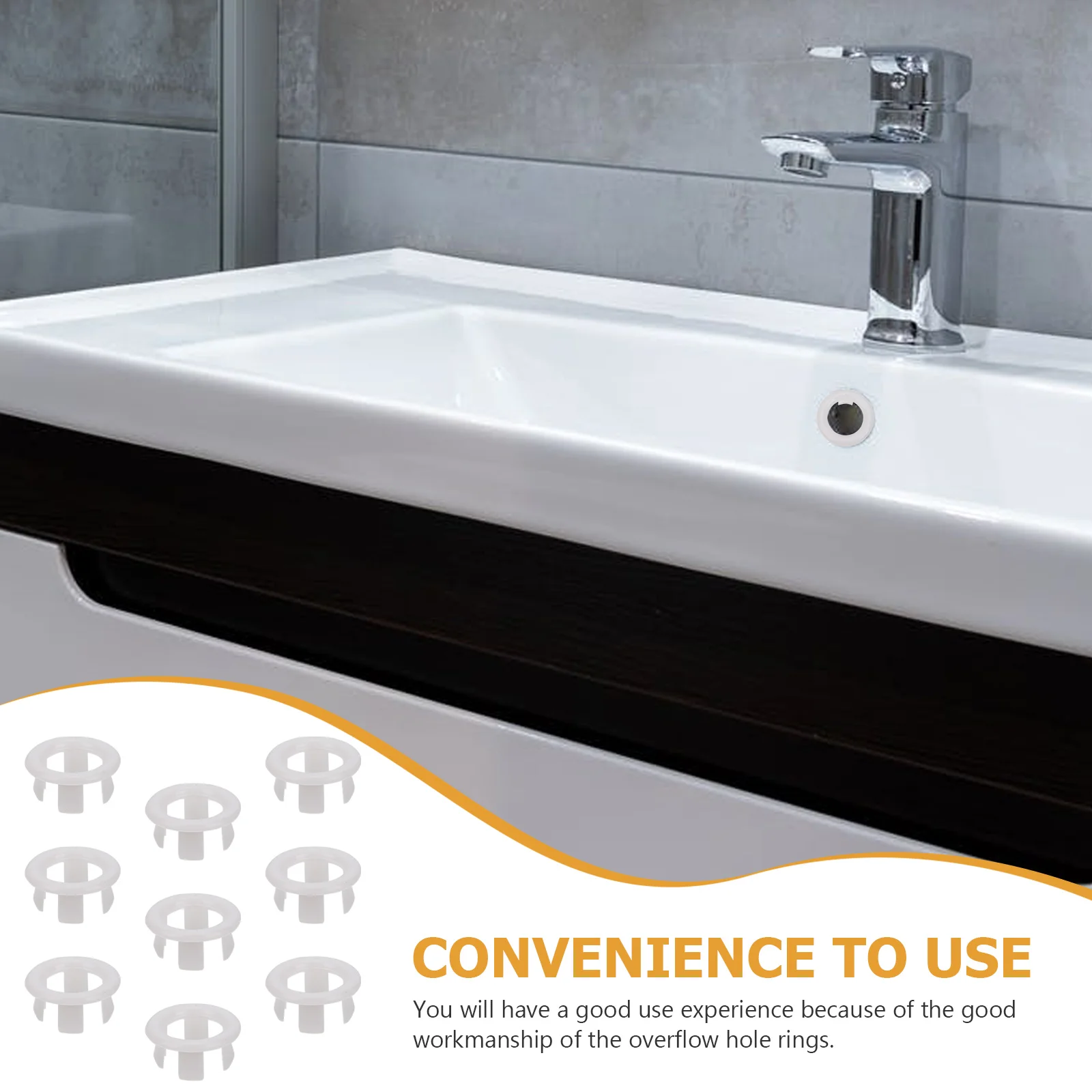 

60pcs Wash Basin Overflow Hole Ring Plastic Durable Bathroom Sink Supplies Hollow Kitchen Accessories Drainage