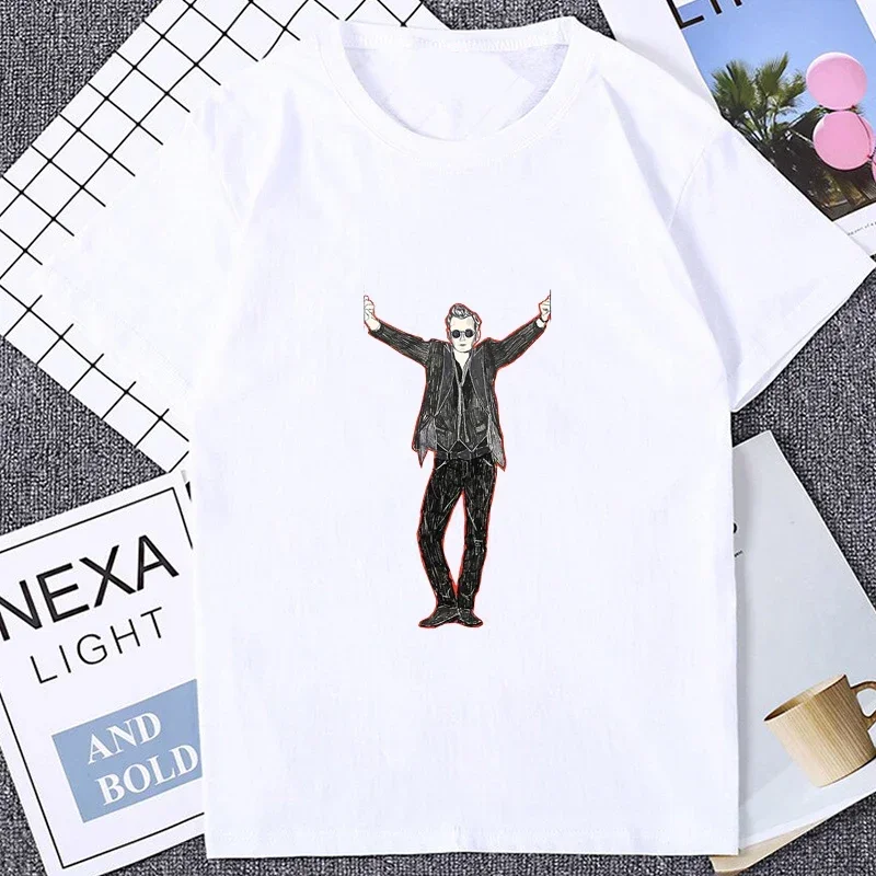 Angels and Demons Hit TV Series Good Omens Graphic Men's Clothing Crowley Aziraphale Printed T Shirt Hipster Streetwear Tees