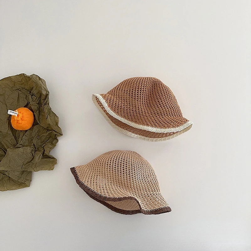 

Children's Straw Hat Spring and Summer Thin Boys and Girls Travel Sunshade Baby Fisherman Hat Tide