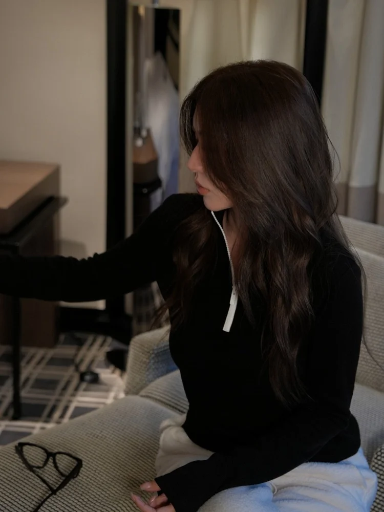 

MBNLF Wool Base Layer irt Felted Texture Spun Yarn Women's Knitted Sweater Comfortable Soft Inner Wear Autumn Faion