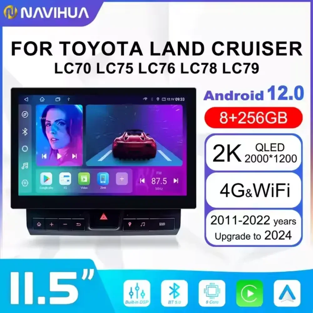 

Navihua Android автомобильный радиоприемник GPS навигация стерео монитор для Toyota Land Cruiser LC76 LC75 LC70 LC78 LC79 2007-2023