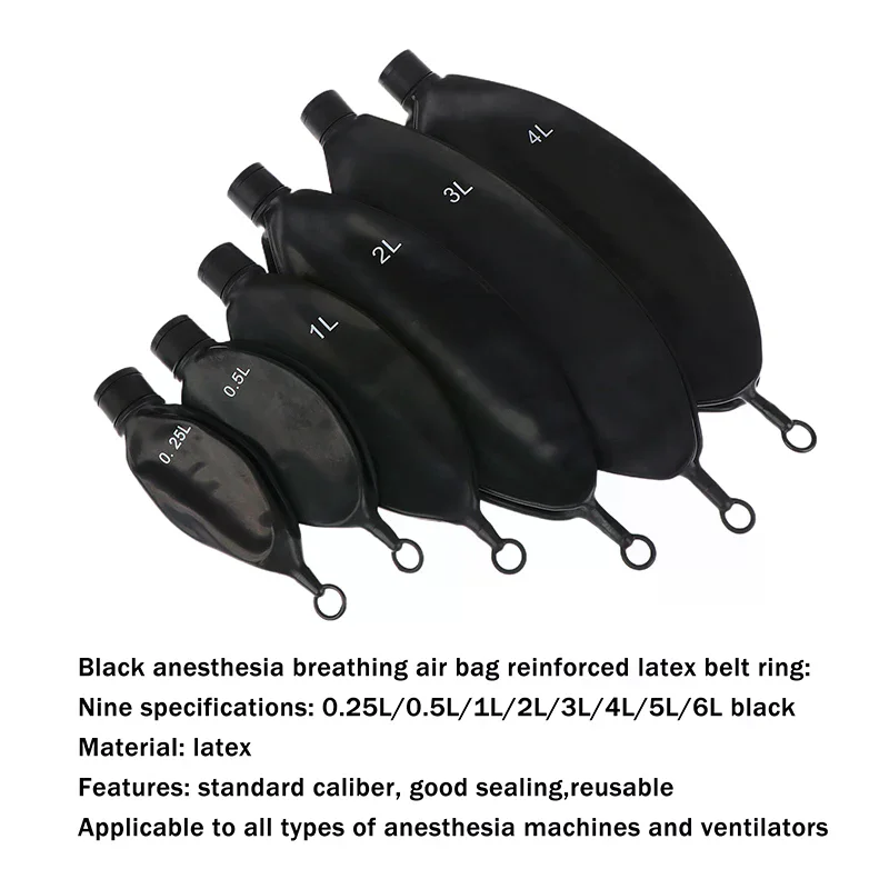 Máquina de anestesia animal Bolsa de almacenamiento de aire Bolsa de almacenamiento de aire pulmonar simulada Bolsa de respiración Circuito respiratorio de anestesia Negro