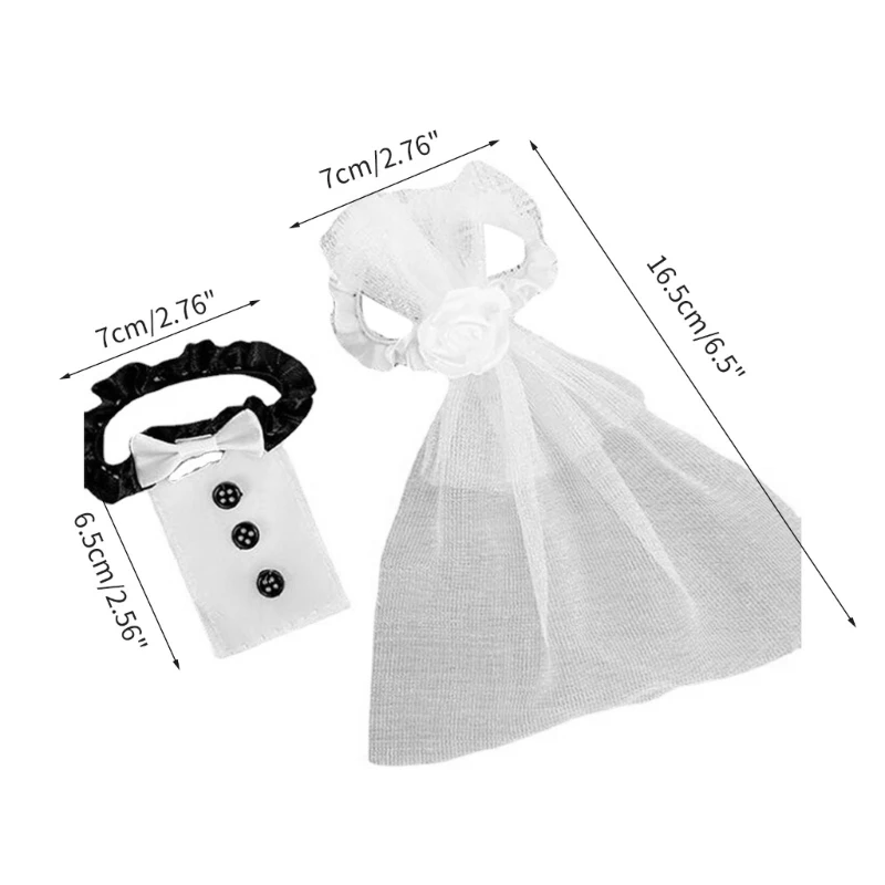 Wedding Wine Champagne Glasses Cup Set Bride And Groom Black White Dress Decor DropShip