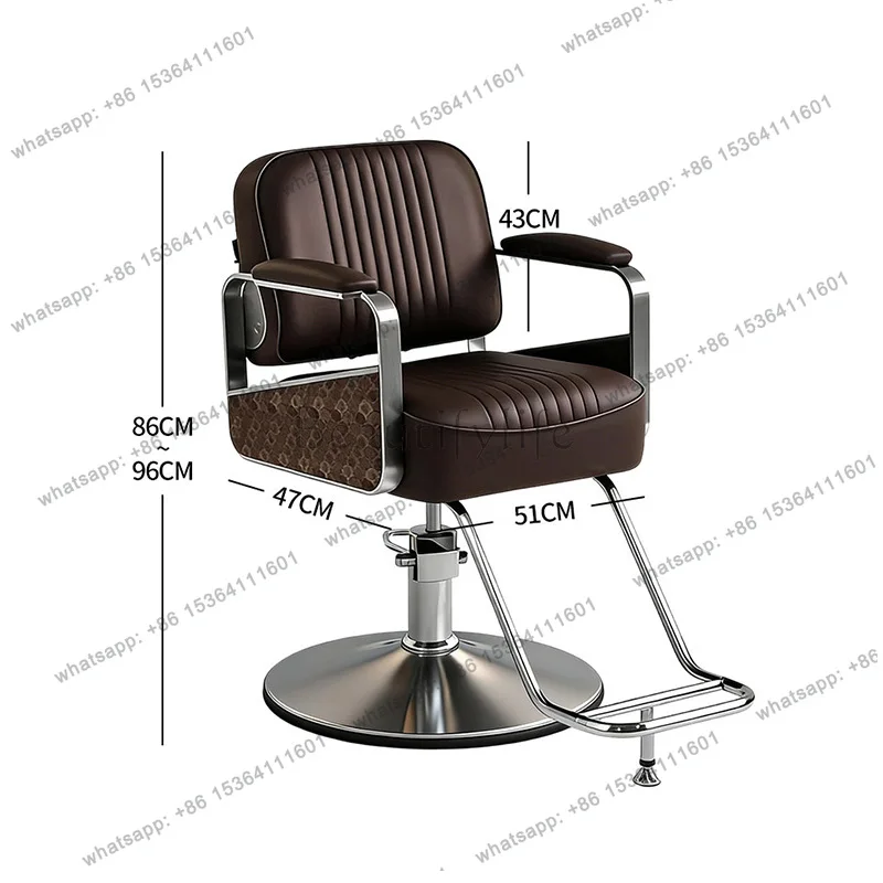 YJ Ergonomic Armchair Barber Chair With Footrest Luxury Aesthetic Leg Metal Barber Chair Swivel Design Chaise Coiffeuse Furnitur
