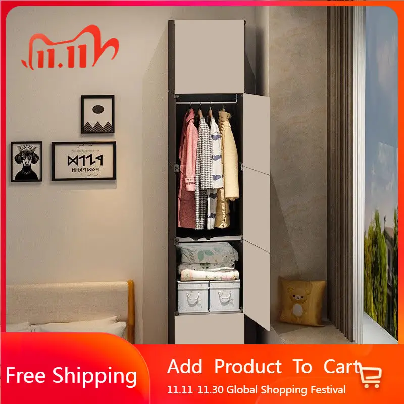 

Wooden Living Room Closet Storage Fabric Minimalist Nordic Wardrobe Shelves Organizer Bedroom Clothes Muebles Trendy Furniture