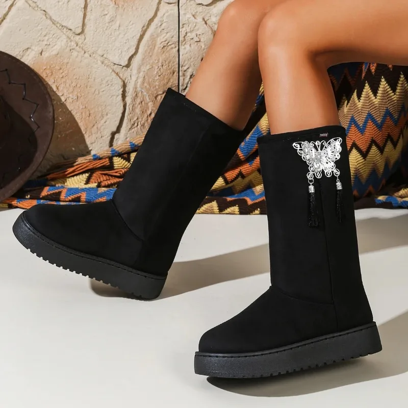 Stylish Rider Snow Boots - Warm, Slip-resistant, Lightweight Women's Cotton Shoes
