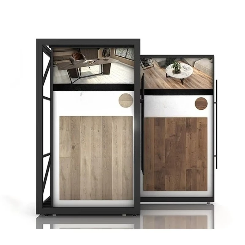 &c Customize Logo Type Pulling-Pushing Revolving Oak Floor Board Samples Stand Wooden Hardwood Floor Display Rack