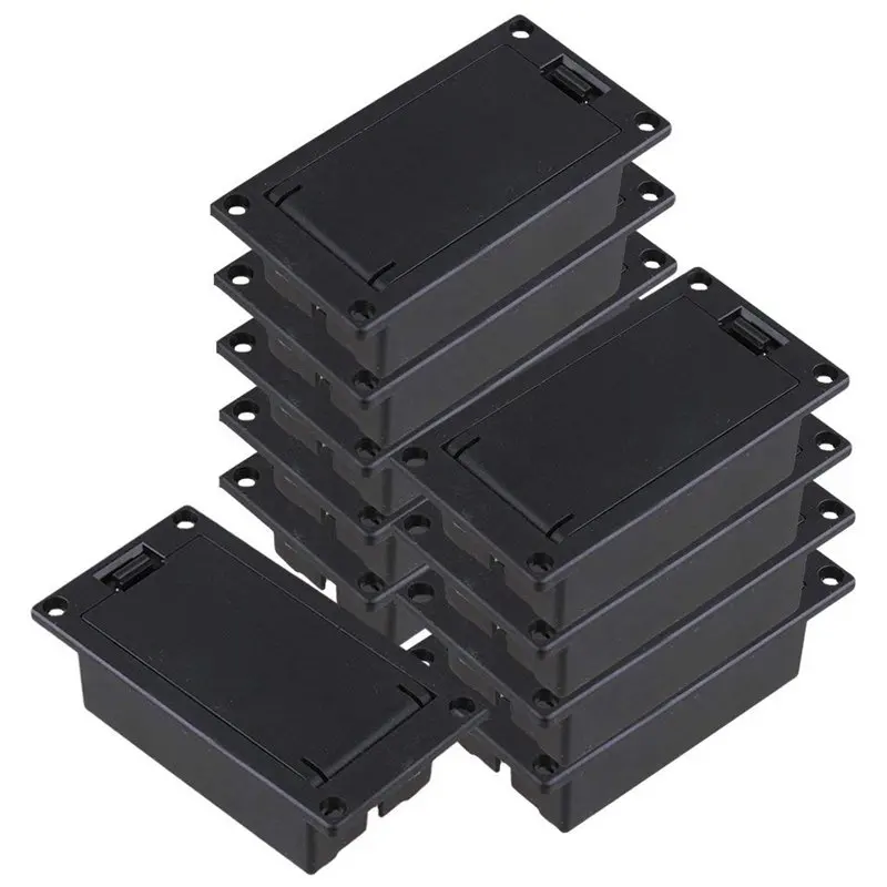 Best Guitar Bass 9V Battery Holder Compartment Cover Case Black Set of 10