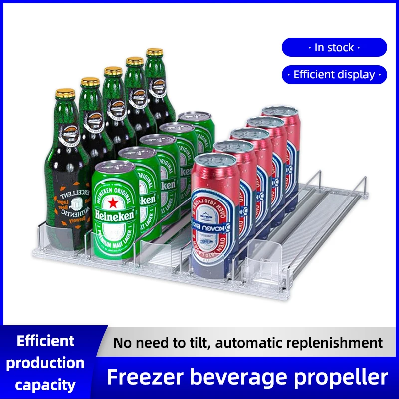 

Drink Spring Pusher For Fridge Automatic Soda Can Dispenser Retail Transparent Slide Rail Beverage Storage Organizer Rack JJ0298