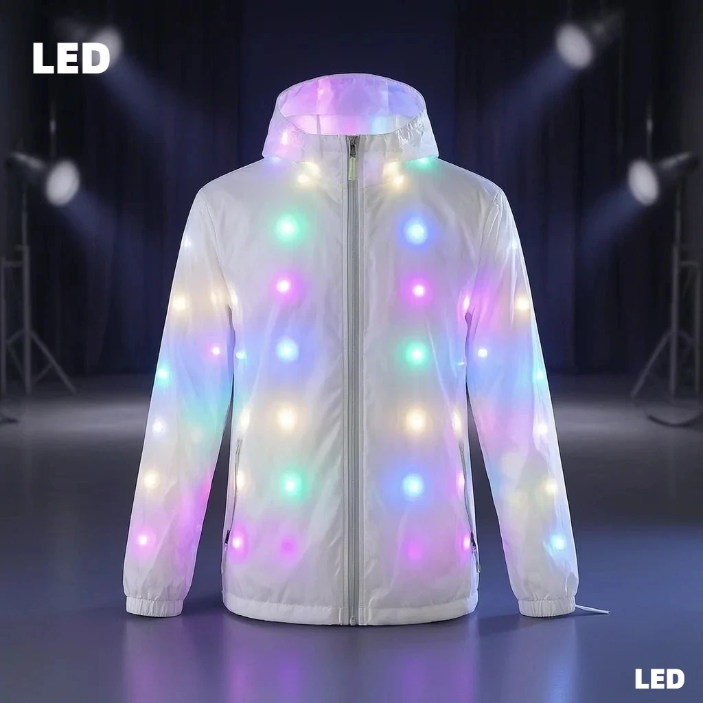 LED Glow Dance Costume Light Up Jacket and Pants Waterproof for Halloween Christmas Party Night Run Stage Performance Cool