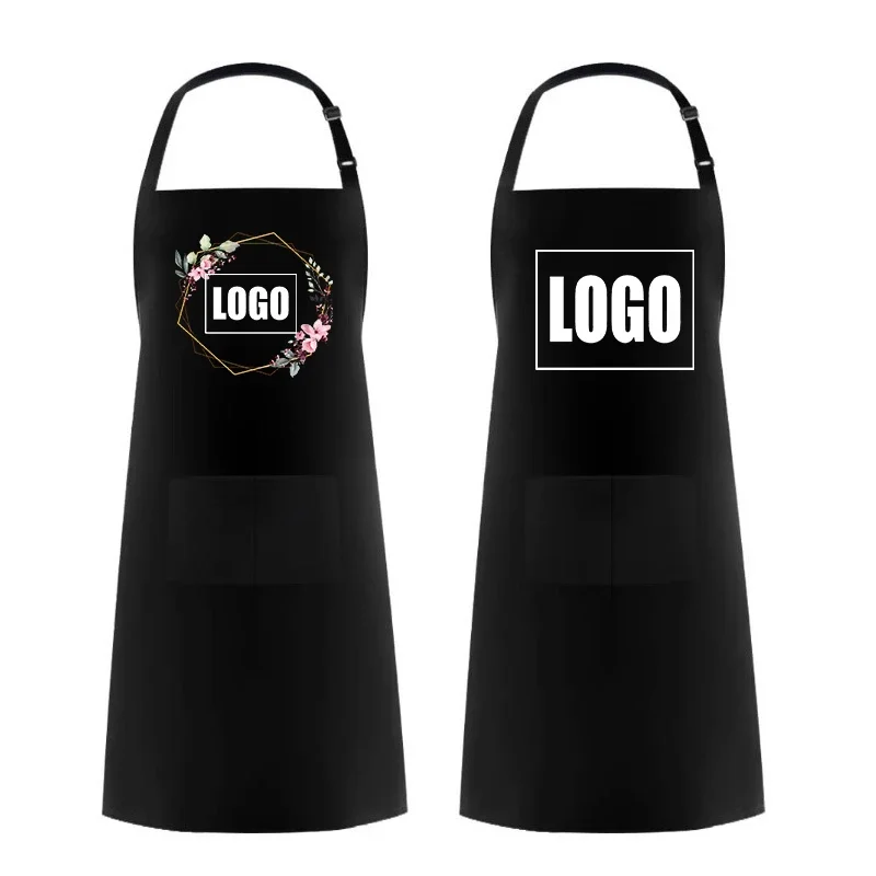 

1PCS Custom Embroidery Print Logo Adjustable Hanging Neck House Kitchen Barbecue Floral Work Clothes Manicure Cleaning Apron